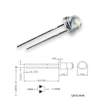 Diodes LED OEM d'usine 5 mm, type 'Straw Hat', à indice d'affichage élevé >95, lumière blanche, puces LED