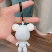 DIY Fluide Ours Porte-clés Pendentif Résine Peint à la Main Jouet de Coloriage Blanc Embryon Art Peinture Moule Mignon pour Enfants Adultes