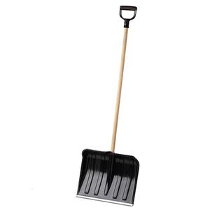 Palas para nieve de aluminio y madera con cabezal grande y mango en D, equipo para quitar nieve, pala para limpiar y remover nieve para entradas de vehículos - Product Image 1