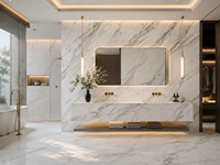 Dalles de marbre Calacatta Venato pour comptoirs de cuisine, meubles de salle de bain, escaliers, tables basses et panneaux muraux grand format