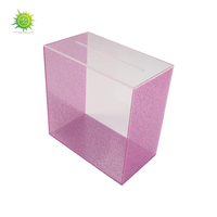 Boîte à cartes de mariage en acrylique avec couvercle coulissant, boîte à dons transparente rose pour la décoration d'événements de mariage, personnalisation OEM disponible
