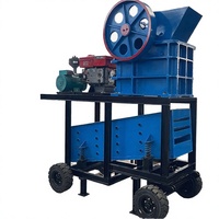 Concasseur à mâchoires mobile PE 220x350 avec crible vibrant 2-10 TPH, installation de concassage diesel