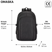 Sac à dos OMASKA Fabriqué en Chine 18 pouces Haute qualité Grande capacité Sacs d'école noirs Sac à dos pour garçons