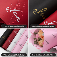 Papier d'emballage de luxe en feuille d'or avec film mat à inscription dorée métallique, design personnalisé pour bouquet de fleurs, idéal pour les fleuristes