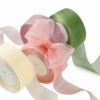 Ruban en Organza et Mousseline de Soie 40mm, Bobine de Polyester Transparent 4cm pour Emballage Cadeau Halloween, Décoration de Gâteaux et Bouquets Floraux, Écologique