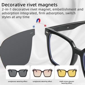 Gafas de sol con Clip magnético polarizado para mujer, visión nocturna para conducir, Clip de bloqueo de luz azul, montura de gafas para Miopía - Product Image 6