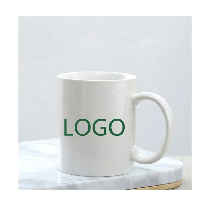 Kunden spezifisches Logo 11 Oz Porzellan Plain Weiß Schwarz Kaffeetassen Sublimation becher Sport becher Trink geschirr