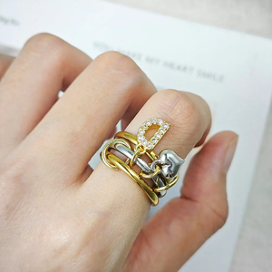 INS Y2K Fashion Heart Letter Pendant Charm <strong>Rings</strong> for Women Trendy Zircon Stainless Steel Gold Color <strong>Ring</strong> <strong>Stack</strong> Sets Jewelry Gift - Product Image 4