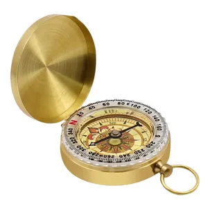 Hiking Brass Survival Compass Portable Pocket Watch Type Camping Compass Outdoor Travel Tactical Tool with Luminous Waterproof