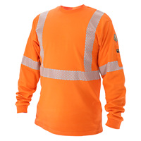 T-shirt à manches longues en polyester réfléchissant fluorescent haute visibilité pour la sécurité sur les chantiers
