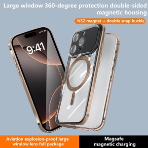Coque magnétique transparente en gros pour iPhone 17 15 16 Pro Max Plus avec protection d'écran HD et cadre métallique en aluminium antichoc - Product Image 2