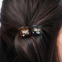 Pince à cheveux mini élégante en acétate vintage, grande pince requin scintillante avec pierres précieuses, accessoires capillaires antidérapants haute brillance pour femmes