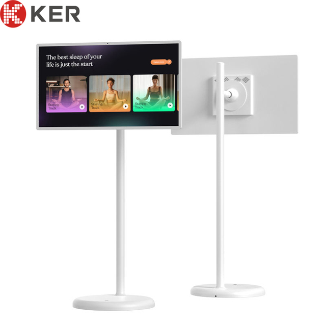 KER 24" White Wireless Smart Portable TV Android Monitor with Built-in Camera Long Battery Life Touch Screen 4K Resolution