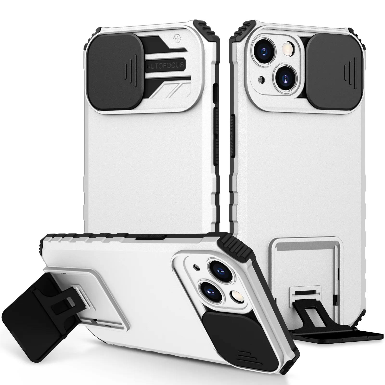 2in1 Anti Vallen Pc + Tpu Armor Shockproof Met Camera Slide Venster Lens Kickstand Cover Voor Iphone 14pro Max Telefoon case