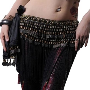 Dames danseuse du ventre tribal pays style ceinture gland hanche écharpe taille écharpe avec pompon pièces de monnaie - Product Image 4