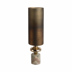 Vaso Cilindrico Sfumato Moderno in Vetro con Accenti in Marmo e Metallo per Arredamento Casa, Soggiorno, Camera da Letto, Ufficio - Product Image 3