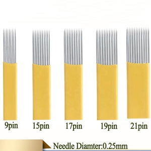 Bingyuanes — aiguilles de <span class=keywords><strong>tatouage</strong></span> en acier inoxydable à Double rangée inclinée, outil à <span class=keywords><strong>main</strong></span> pour le perçage des sourcils et du Micorblading, avec boîtier jaune - Product Image 4