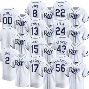 Tampa Bay Home Jersey terbatas pria, kaos bisbol kustom ukuran besar memakai LOGO bordir warna putih 2025 - Product Image 1