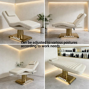 Elektrisches Kosmetikliege mit Kurve, Elektrische Goldene Edelstahl-Gesichtsliege mit <span class=keywords><strong>3</strong></span> Motoren, Salon-Spa-Wimpernliege, Massageliege, Gesichtsschönheitsliege - Product Image 2