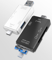 Lecteur de cartes multifonctionnel 6 en 1 OTG, lecteur de cartes mémoire universel USB Type-C pour téléphone Android, ordinateur, TF/SD