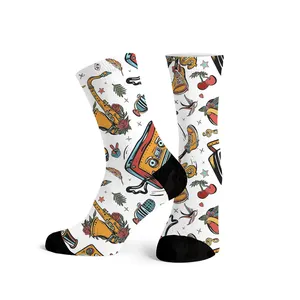 Hot Selling Custom Photo 360 Digital Logo Sport Socks Dress Type with Cartoon Pattern Spring Season Sublimation Technique Used