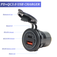 Prise USB C marine 12V avec port PD3.0 et charge rapide 3.0 18W, chargeur USB pour voiture et camping-car avec interrupteur d'alimentation