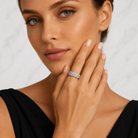 Bague Moissanite VVS1 Couleur D Certifiée GRA Trois Rangs Demi-Éternité en Argent Sterling 925 pour Femme – Fabricant de Bijoux Personnalisés
