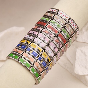 Wholesale Bulk DIY 9mm Cartoon Modular Football Series Stainless Steel Bracelet Women Men Italian Charm Bracelet Jewelry Gift - Product Image 1