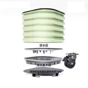 Fioriera Rialzata in Metallo per Esterni Personalizzata, Vaso Autoirrigante su Ruote per Ortaggi con Radici Profonde - Product Image 3