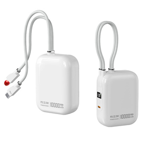 Mini Powerbank fin, <span class=keywords><strong>capacité</strong></span> 10000 mAh, avec deux câbles de charge intégrés, prend en charge la charge rapide, <span class=keywords><strong>batterie</strong></span> <span class=keywords><strong>externe</strong></span> pour téléphone portable 22,5 W - Product Image 2