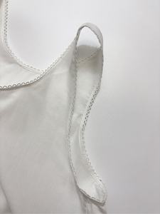 Blusa de Lino Tejido Informal, Hecha a Medida, con Ribete de Encaje Vintage, Manga Corta, Diseño Exclusivo de Verano, Transpirable y Elegante para Mujer - Product Image 3