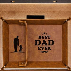 Plateau de rangement moderne de luxe en cuir PU brillant personnalisé, pliable et détachable, 240x200mm, pour salon, bureau, cadeau pour papa - Product Image 1