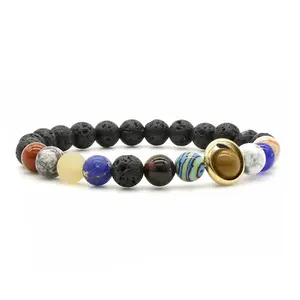 Chakra Armband für Frauen Lava Rock 7 Chakren Kristalle und Heils teine Armband 8mm Kristall Yoga Perlen Armbänder