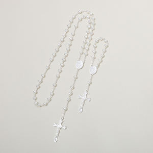 Ciondolo croce di gesus <span class=keywords><strong>argento</strong></span> placcato in rame <span class=keywords><strong>925</strong></span> Sterling <span class=keywords><strong>argento</strong></span> brillante 6mm perline <span class=keywords><strong>rosario</strong></span> vergine maria collana gioielli religiosi - Product Image 3