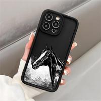Coques de Téléphone Antichoc de Luxe Motif Chevaux pour iPhone 17 Air 16 15 Plus Pro Max 14 13 12 11 X – Housse de Protection Anti-chute Personnalisée