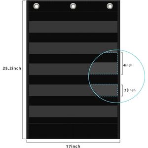 Foldable 5-Pocket Standard Pocket Chart with Clear Design and Extra Storage Pocket for School Home Office Use - Product Image 2