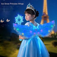 Robe d'ange néon de Noël avec ailes lumineuses en tissu, accessoires de dos pour filles, ailes de fée d'Halloween