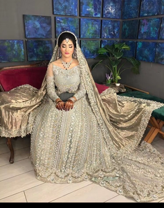 ATIYA LIBAS mujeres tradicional indio/paquistaní nupcial Lehenga Choli pesado Zardozi bordado acetato Material hasta el suelo para - Product Image 5