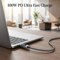 Câble de charge rapide USB-C C PD 100W à haute vitesse avec affichage numérique LED 20V 5A, logo personnalisé, connecteurs en alliage de zinc et nylon tressé