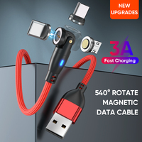 Kabel Data pengisi daya USB, kabel Data pengisi daya USB magnetik, kabel tembaga cepat, kawat 1M 2M 3M, Magnet kuat, berputar gratis 540