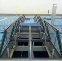 Fenêtres de toit électriques à évacuation et ventilation automatiques, en verre trempé, avec cadre en alliage d'aluminium personnalisé, résistantes au feu