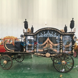 Carroza Fúnebre de Alta Calidad, Tirada por Caballos, Negra, Estilo Simple y Moderno, con Vidrio Antiguo, Portátil, de Acero - Product Image 3