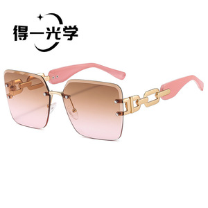 Frameless Metal Chain <b>Sunglasses</b> UV400 Women Outdoor - Product Image 3