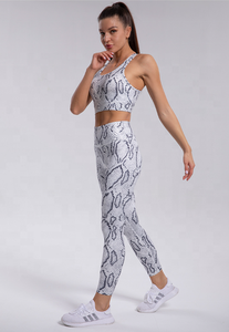 Của phụ nữ biểu tượng tùy chỉnh áo ngực thể thao Bộ yoga thoáng khí bán buôn Python in ấn phòng tập thể dục xà cạp Workout Activewear OEM yoga quần áo - Product Image 6