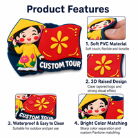 Patch en caoutchouc PVC 3D personnalisé avec personnage de dessin animé, souvenirs de voyage culturels, badge souple en relief, forme personnalisée pour cadeaux touristiques et sacs