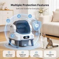 Bac à litière autonettoyant XXL, bac à litière automatique pour chat avec contrôle par application, contrôle des odeurs, capteurs de sécurité anti-pincement et entrée basse