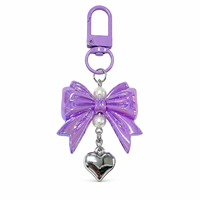 Porte-clés Nœud Iridescent Électroplaqué, Breloques Cœur Perle, Pendentif Sac en Acrylique, Dragonne de Téléphone – Cadeaux pour Filles Adorables, Étudiantes et Amies