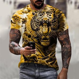 T-shirt da <span class=keywords><strong>uomo</strong></span> a maniche corte in maglia con stampa grafica <span class=keywords><strong>tigre</strong></span>, girocollo, stile streetwear, stampa 3D, traspirante ed ecologica, spedizione gratuita - Product Image 5