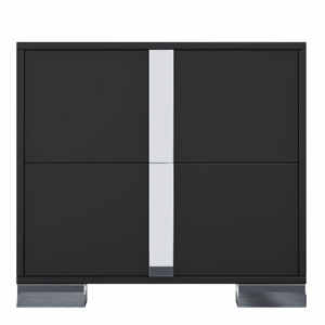 Mirrored Nightstand With <b>2</b> <b>Drawers</b> Black Metal Foot Bedroom Living Room <b>Storage</b> Cabinet - Product Image 5