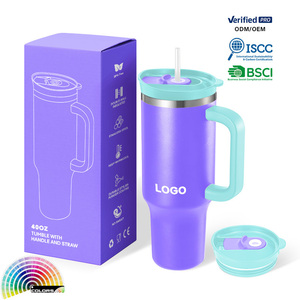 Vaso de 40oz sin BPA con asa, tapa de sorbo de paja 2 en 1, taza de café de viaje de acero inoxidable aislada, regalo de vacaciones <span class=keywords><strong>para</strong></span> mujeres y <span class=keywords><strong>hombres</strong></span> - Product Image 1